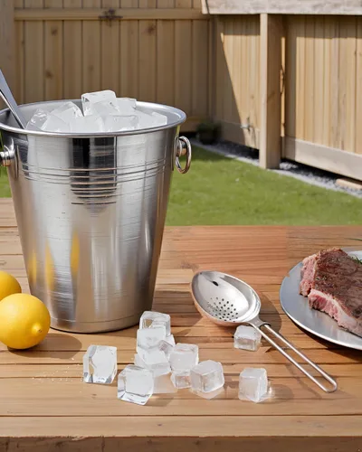 Vista 2 de Cuchara de hielo resistente con orificios de drenaje, mango de bucle largo, cucharas de fácil agarre para hielo, frutas, coberturas