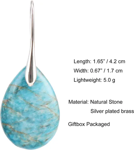 Vista 4 de Lettarius Aretes colgantes de piedra natural con piedra natal curativa