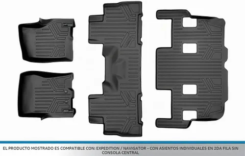 Vista 6 de SMARTLINER Alfombrillas de piso Juego de revestimientos de 3 filas Compatible con Ford Expedition 2011-2017