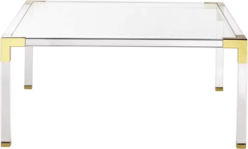 Vista 5 de Hanna Modern Glam - Mesa de centro cuadrada de acrílico fundido de 40 pulgadas de ancho de color dorado brillante, cristal templado transparente
