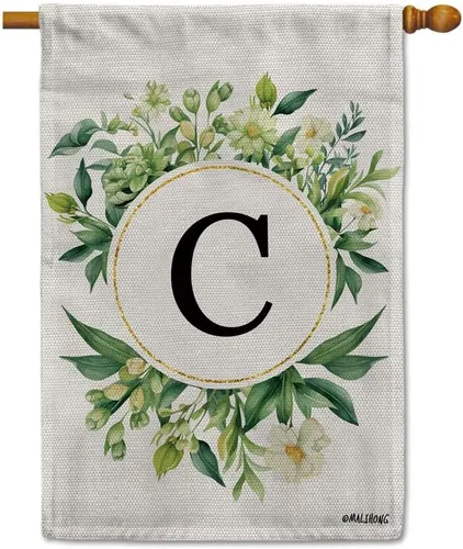 Vista 45 de Monogram Initial Letter P House Flag Flower Wreath Simple Style Letter Flag 28x40 Inch Vertical Double Sided for Outdoor Yard Decor