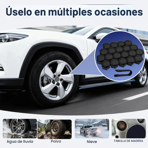 Vista 7 de 20 cubiertas para tuercas de llanta de 0.669 in, tapas hexagonales para pernos de rueda, cubierta de protección contra el óxido y el polvo