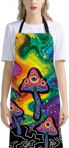 Vista 3 de Delantal de cocina para mujeres y hombres, delantal de girasol, perezoso, lobo, animales, estampado, extra largo, delantal de cocina ajustable