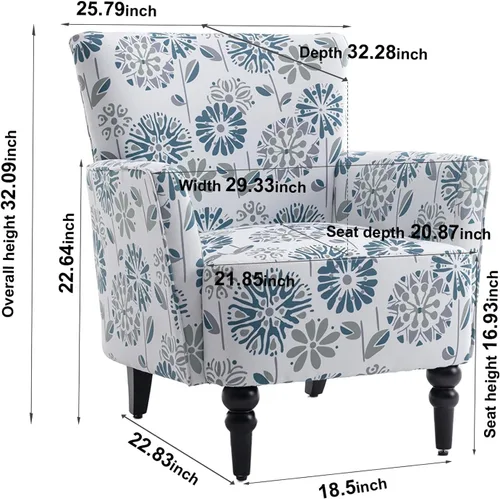 Vista 2 de Silla decorativa tapizada de lino para sala de estar, sillón con botones, cómodo sofá de lectura de mediados de siglo, silla de club copetuda
