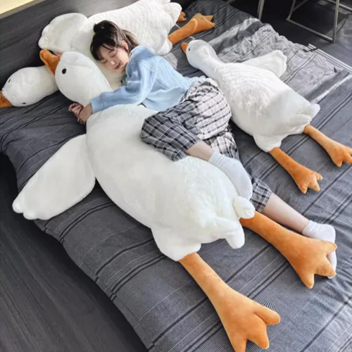 Vista 5 de Almohada de ganso de 19.5 pulgadas con animal de peluche de ganso blanco y cisne (blanco, 19.5")