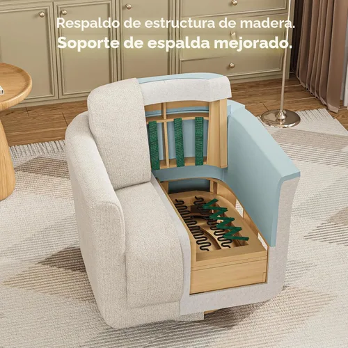Vista 8 de Silla giratoria decorativa, silla giratoria de barril de felpilla de 360° para sala de estar, silla de rincón de lectura para dormitorio, espacios
