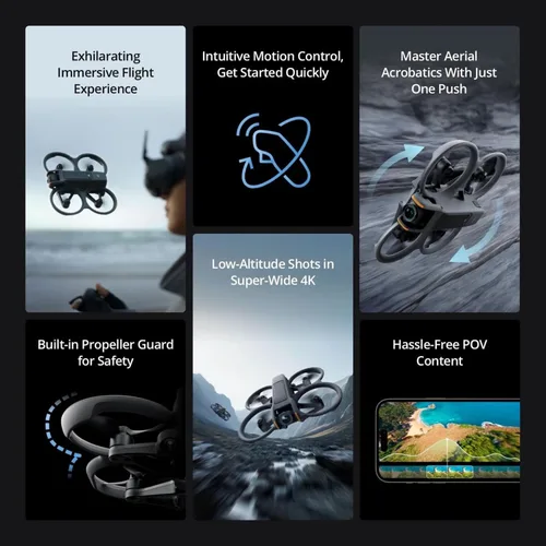 Vista 2 de DJI Avata 2 Fly More Combo (1 batería), drones FPV con cámara para adultos 4K, experiencia inmersiva, protector de hélice integrado, fácil