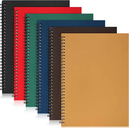 Vista 8 de Epakh Paquete de 6 cuadernos en espiral B5 a rayas, 70 hojas, 140 páginas, cuaderno encuadernado con alambre de 10.5 x 7.3 pulgadas, tapa dura, bloc
