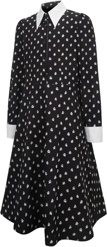 Vista 3 de Wednesday Addams Costume for Adult Women Kids Girls Long Sleeve Peter Pan Collar Black Dress Halloween Night Costume