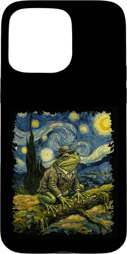 Vista 31 de Vintage Frog Van Gogh Style Starry Night Graphic Case for iPhone 17