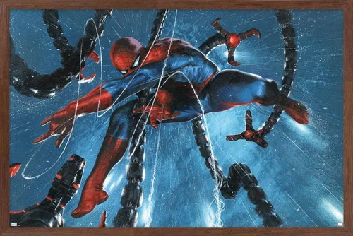 Vista 10 de Trends International Marvel Comics-Spider-Man, Doctor Octopus-Rain Cover Póster de pared, 14.725 x 22.375 pulgadas, versión enmarcada de madera