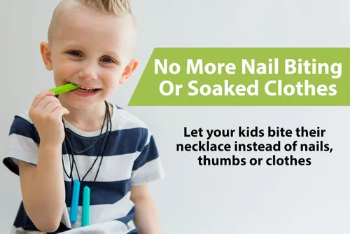 Vista 2 de Collar Sensorial de Lápiz 8 Piezas - Ideal para Niños o Adultos a los que les Gusta Morder o que Tienen Autismo - Juguetes Masticables de Silicona