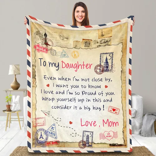 Vista 12 de UFOORO Manta para hija, manta de forro polar suave con diseño de oso abrazo de oso, regalo sincero de padre a hija, el mejor regalo para hijas