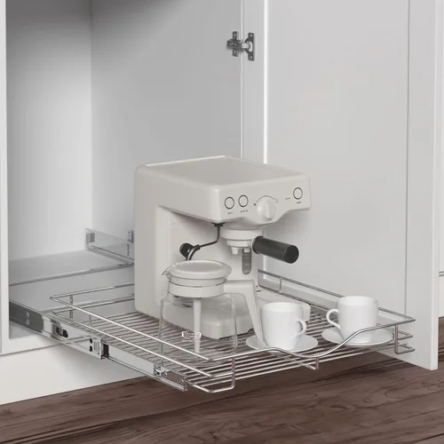 Vista 4 de DINDON Organizador de gabinete extraíble (11 pulgadas de ancho x 18 pulgadas de profundidad), cajones extraíbles para armarios de cocina, estantes