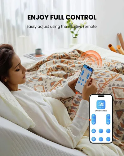 Vista 5 de AMADA HOMEFURNISHING Base de cama ajustable con masaje, base de cama ajustable individual XL controlada por aplicación con 4 puertos USB y luz LED
