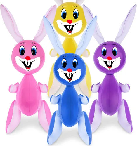 Vista 8 de ArtCreativity Conejito de Pascua inflable de 23 pulgadas con inflables de zanahoria, juego de 4 conejitos inflables, suministros de búsqueda