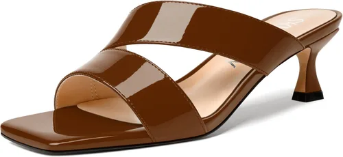 Vista 24 de SKYSTERRY Sandalias de tacón bajo con punta abierta para mujer, con tacón bajo, de 2 pulgadas Beige