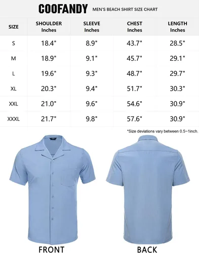 Vista 5 de COOFANDY Men's Casual Button Down Shirts Short Sleeve Cuban Collar Shirt Summer Beachwear