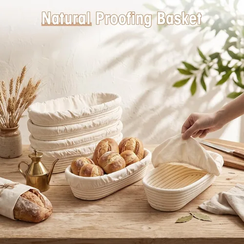 Vista 6 de Vesici Paquete de 6 cestas de 14 pulgadas para baguette Banneton con forro