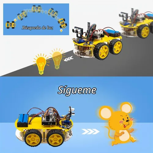 Vista 5 de LAFVIN 4WD Multi Robot Car Kit actualizado V2.0 Robot STEM/Programación Gráfica Robot Car Compatible con Arduino IDE con Tutorial