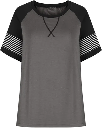 Vista 3 de Womens Summer Tops Raglan Short Sleeve Striped T-Shirts Color Block Crewneck Workout Tee Tshirts Loose Fitting Tunics