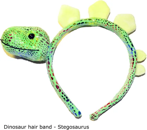 Vista 5 de FR.Tooc Bonita diadema para el pelo de dinosaurio, diadema de felpa para fiesta, aro para el pelo, para fiesta, cosplay, disfraces, 4 piezas