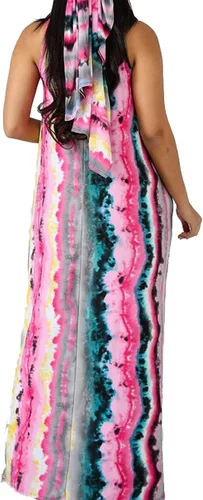 Vista 4 de Women's Maxi Dresses Summer Colorful Casual Floral Sleeveless Plus Size Long Sundresses