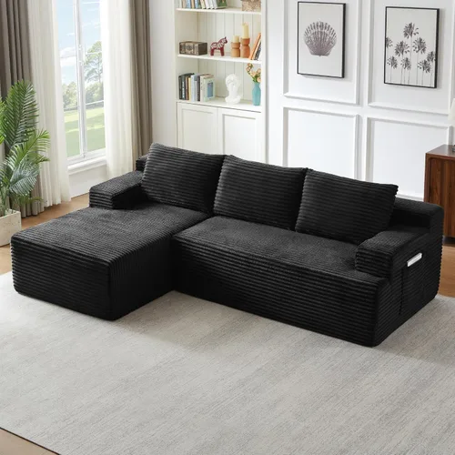 Vista 42 de Cloud Sofá modular moderno de 108 pulgadas con asiento profundo, sofás de pana sin hueso con diván en forma de L para sala de estar, no requiere