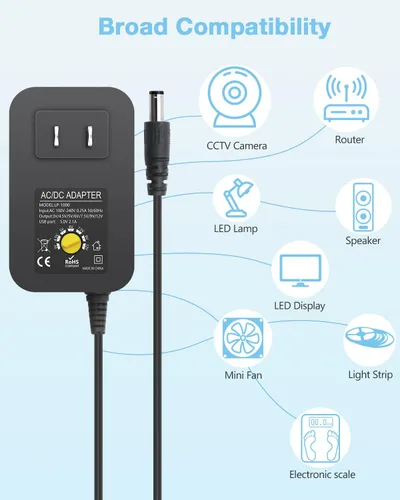 Vista 2 de Aclorol Adaptador de corriente universal de 30 W, 12 V, 9 V, 7,5 V, 6 V, 5 V, 4,5 V, 3 V, fuente de alimentación variable ajustable, convertidor