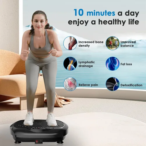 Vista 2 de Natini Vibration Plate Exercise Machine - Whole Body Workout Vibration Platform Lymphatic Drainage Machine for Weight Loss Home Fitness with