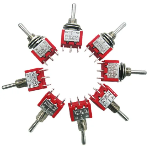 Vista 10 de Mxuteuk 8 piezas interruptor de palanca mini SPST interruptor en miniatura encendido/apagado 2 terminales 2 posiciones 6 A 125 V 3 A 250 V