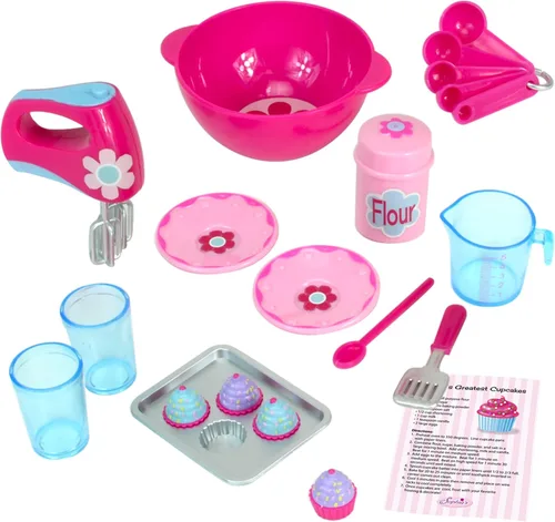Vista 2 de Set de accesorios de repostería y delantal de Sophia para muñecas de 18 pulgadas, rosa