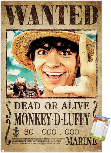 Vista 12 de Trends International Netflix One Piece - Póster de pared de Luffy Wanted, 22.4 pulgadas de largo x 14.7 pulgadas, versión enmarcada en blanco