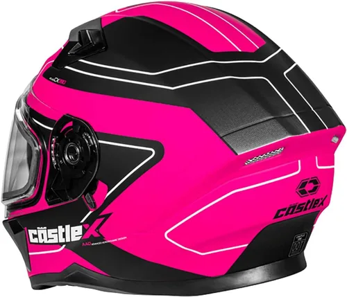 Vista 2 de Casco eléctrico Castle X CX390 Atlas para motos de nieve, cara completa, rosa brillante mate/negro - XS