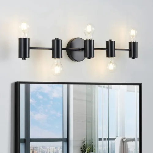 Vista 11 de WUZUPS Lámpara colgante de 5 luces, pantalla de vidrio blanco esmerilado con iluminación de techo de grano, elegante accesorio moderno para baño
