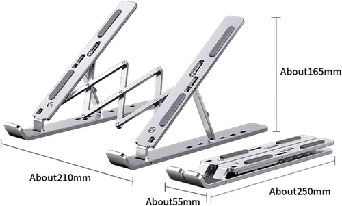 Vista 3 de Soporte plegable portátil de aleación de aluminio para computadora portátil, accesorios para computadora portátil, base de soporte de elevación