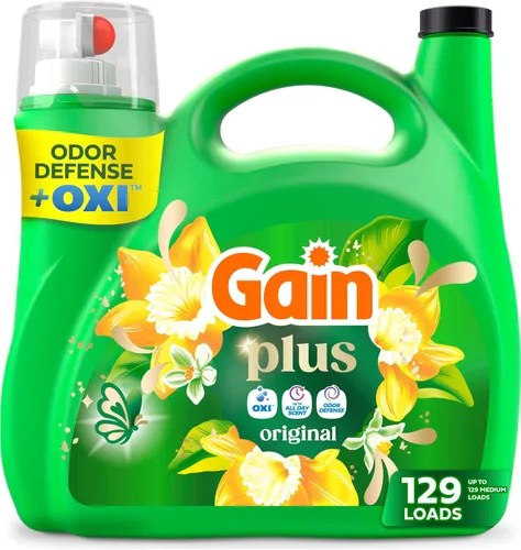 Vista 16 de Gain Detergente líquido para ropa Plus, más limpio, más fresco, ahora con aroma Oxi, Moonlight Breeze, 99 onzas líquidas, 75 cargas