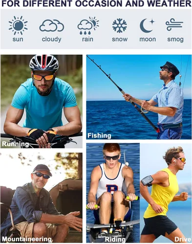 Vista 7 de 3 pares de lentes de sol polarizados deportivos para ciclismo conducción pesca lentes TAC para hombres mujeres jóvenes béisbol correr golf