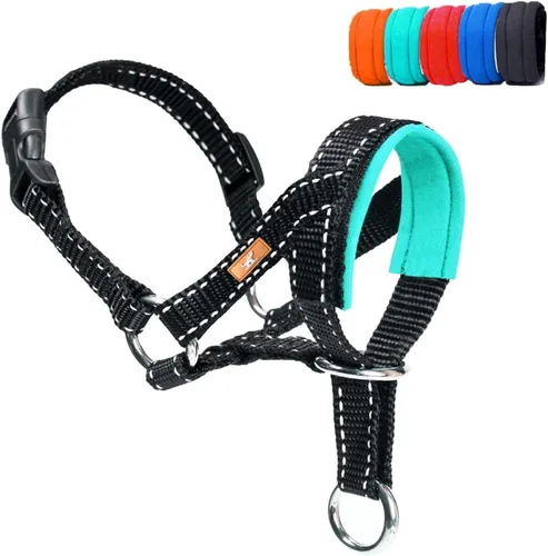 Vista 10 de Collar de cabeza de perro con tela reflectante, arnés ajustable para cabeza de perro para evitar tirones para perros pequeños, medianos y grandes