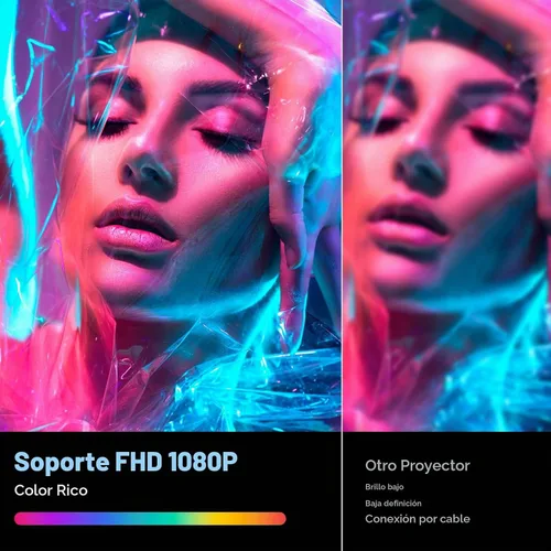 Vista 2 de Mini proyector de enfoque eléctrico con WiFi 5G y Bluetooth, compatible con proyector de video inteligente FHD 1080P, proyector de película portátil