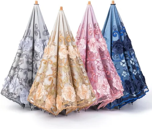 Vista 74 de Honeystore - Parasoles de encaje de flores para fiesta de boda, paraguas nupcial de encaje
