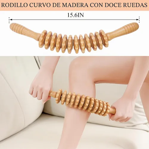 Vista 6 de Xokocli Herramienta de masaje para celulitis, terapia de madera, herramientas de masaje para fascia, rodillo de celulitis, masajeador de drenaje