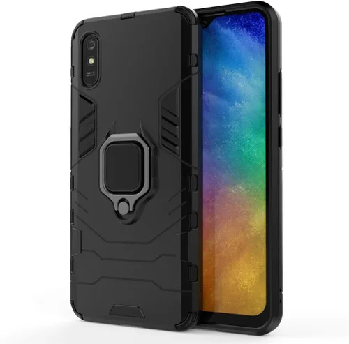 Vista 5 de LuluMain - Funda compatible con Xiaomi Mi Redmi 9A, Redmi 9AT, soporte de anillo de metal a prueba de golpes