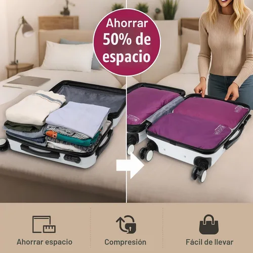 Vista 3 de Cambond Cubos de equipaje de compresión para mujeres de viaje, organizadores de equipaje ligeros, bolsas de equipaje para llevar en maletas 01