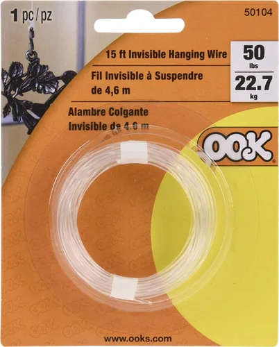Vista 2 de OOK Alambre invisible para colgar de 15 pies, capacidad de 50 libras, alambres autoatables, ideal para colgar cuadros y macetas