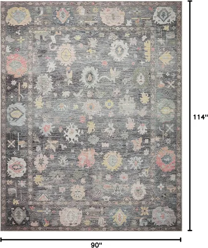 Vista 2 de Loloi Elysium Collection ELY-03 - Alfombra de área carbón/multi de 7'-6" x 9'-6