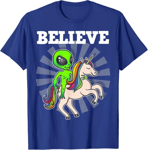 Vista 27 de Believe Space Alien Riding Unicorn - Camiseta de regalo divertida, Negro, S