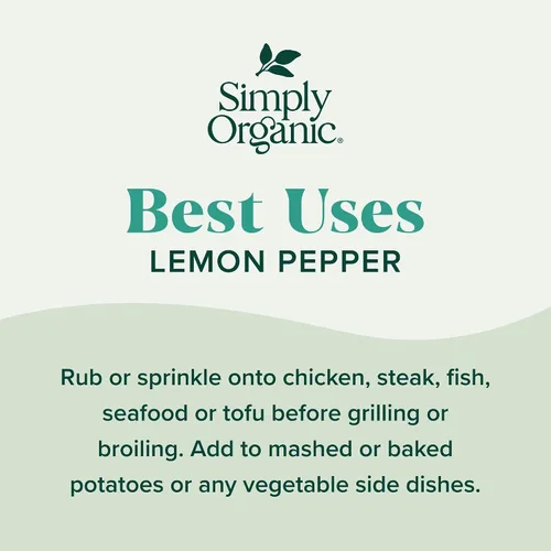 Vista 4 de Simply Organic Lemon Pepper - Certificado orgánico, Kosher 3.17 onzas (paquete de 1)