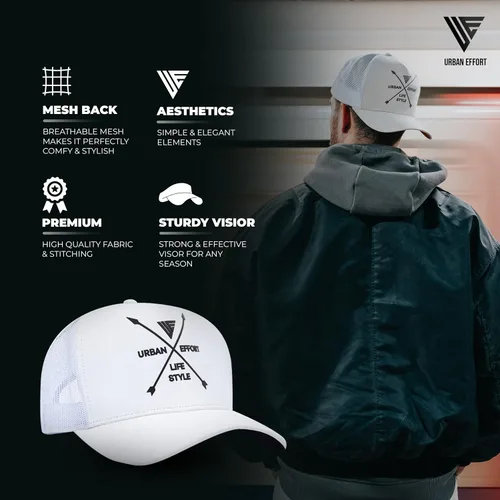 Vista 104 de Urban Effort Gorra trasera de malla, para hombres y mujeres, gorra de béisbol de 5 paneles, gran cierre a presión para caza y senderismo