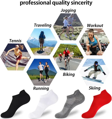 Vista 6 de Corlap Calcetines deportivos para correr al tobillo, delgados, invisibles, de corte bajo, para hombres y mujeres (5 y 8 pares), Blanco